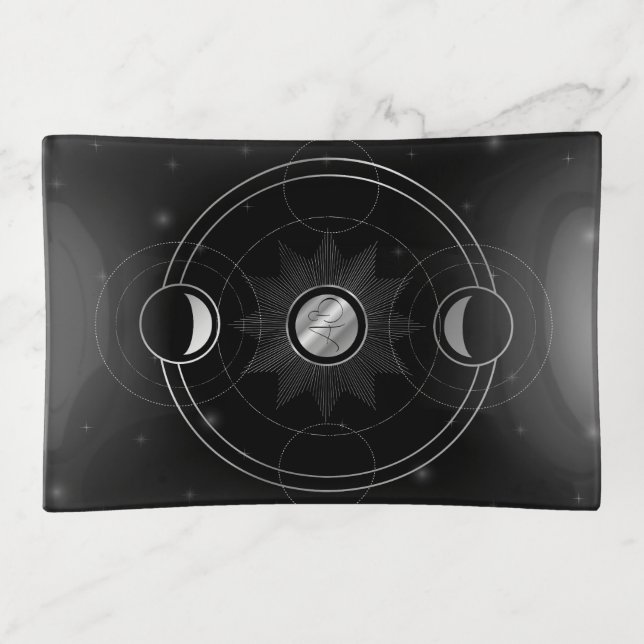 Create Your Own Celestial Silver Moons Tarot Trinket Tray (Front)
