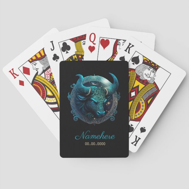 Create Your Own Celestial Taurus Zodiac Poker Cards (Back)