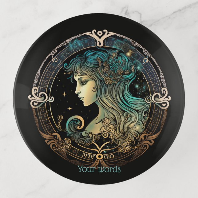 Create Your Own Celestial Virgo Zodiac Trinket Tray (Front)