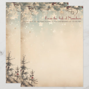 Create Your Own Celestial Winter Yule Trees Letterhead