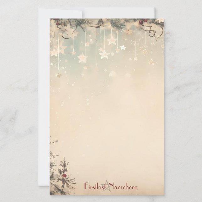 Create Your Own Celestial Winter Yule Trees Stationery (Front)
