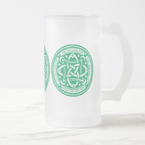 Create Your Own Celtic Knot Shamrock Green Irish Frosted Glass Beer Mug