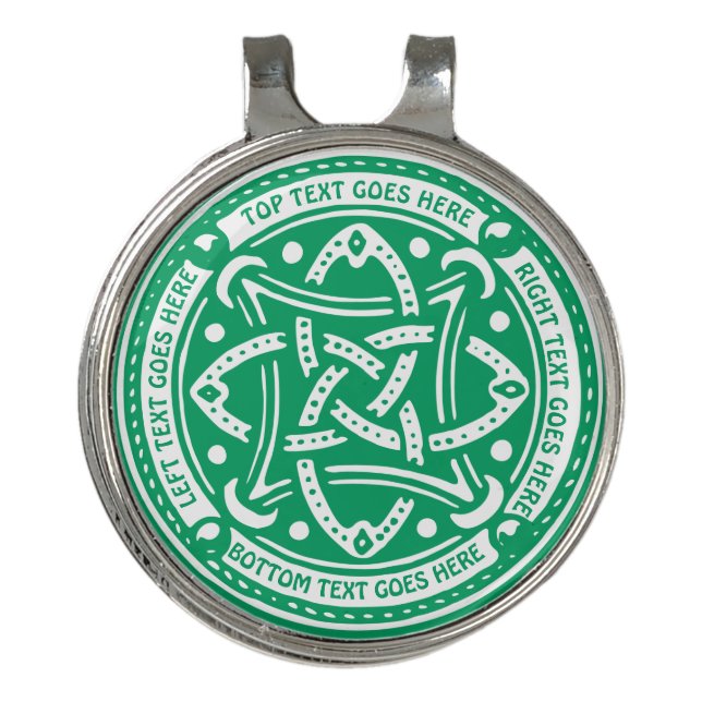 Create Your Own Celtic Knot Shamrock Green Irish Golf Hat Clip (Front)