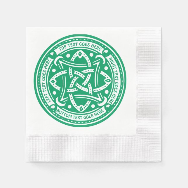 Create Your Own Celtic Knot Shamrock Green Irish Paper Napkins (Front)
