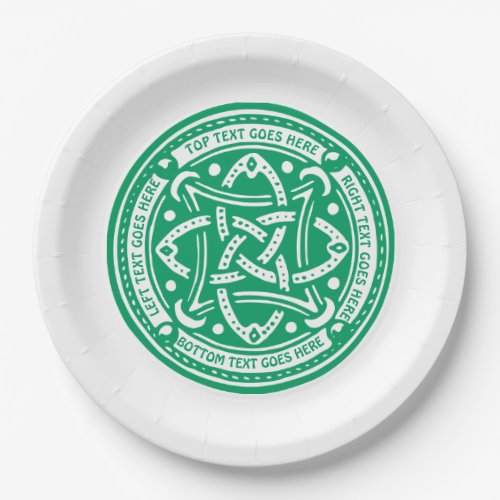 Create Your Own Celtic Knot Shamrock Green Irish Paper Plates