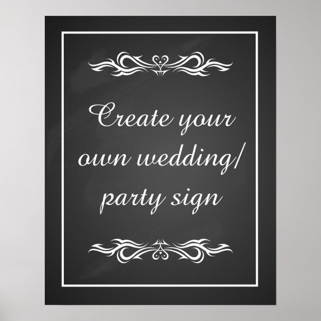 Create your own chalkboard party sign with border (Front)
