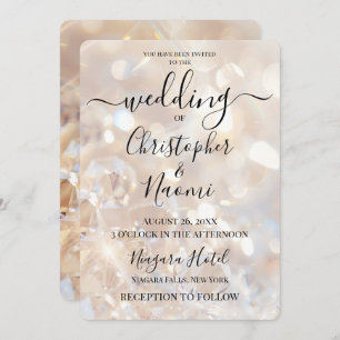 Create Your Own Champagne Crystals Wedding Invitation