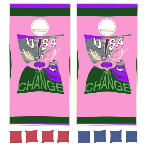 Create Your Own Change USA Baby Pink Cornhole Set