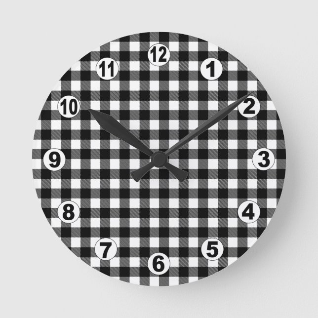 Create Your Own Checkered Wall Clock, custom Round Clock (Front)