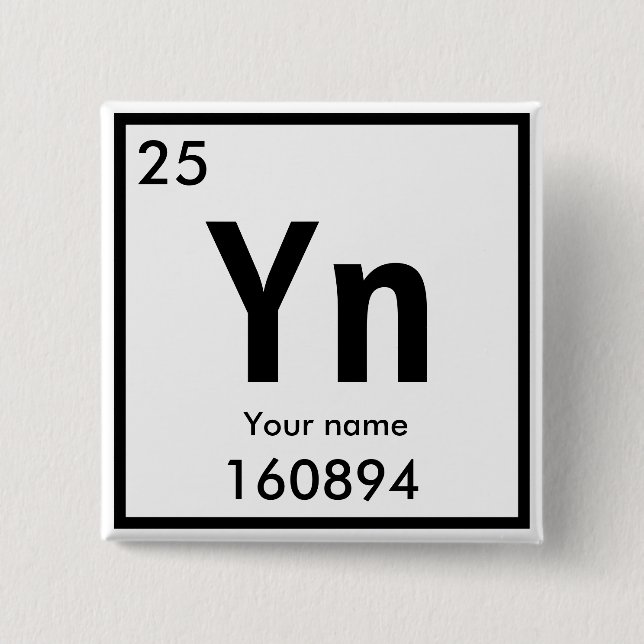 Create your own chemical element Square Button (Front)