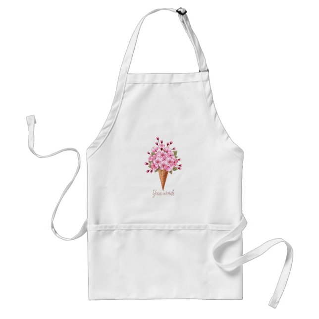 Create Your Own Cherry Blossoms Ice Cream Cone Adult Apron (Front)