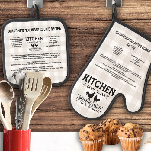  Create your own Chicken Rooster Farmhouse Recipe  Oven Mitt  Pot Holder Set