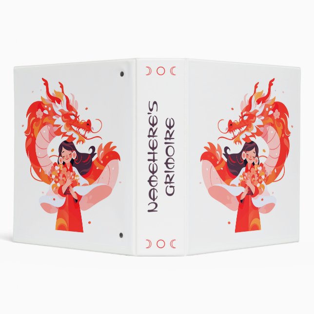Create Your Own Chinese Fire Dragon Maiden 3 Ring Binder (Background)