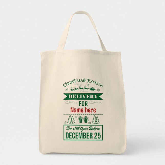 Create Your Own Christmas Express Gift Sack Tote Bag (Front)