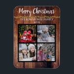 Create your own christmas family photo collage magnet<br><div class="desc">Photo magnet with your own Christmas Family photo collage on rustic wood background
You can add your own personal photos,  add your own text,  name and year.
If you need help please contact me.</div>