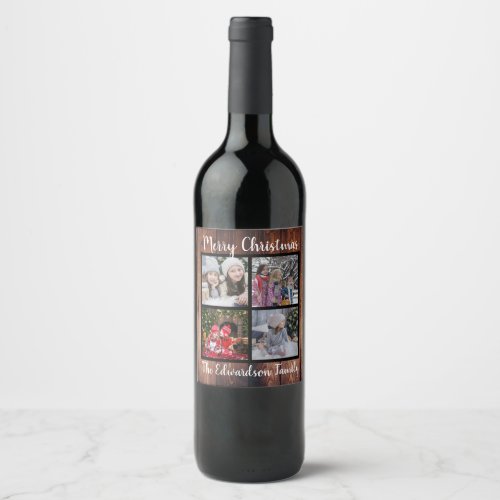 Create your own Christmas family photo collage Wine Label Create your own Christmas family photo collage Wine Label