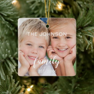 Create Your Own Christmas Family Photo Template Ceramic Ornament
