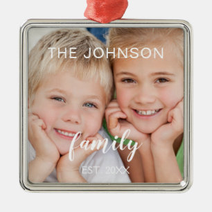 Create Your Own Christmas Family Photo Template Metal Ornament