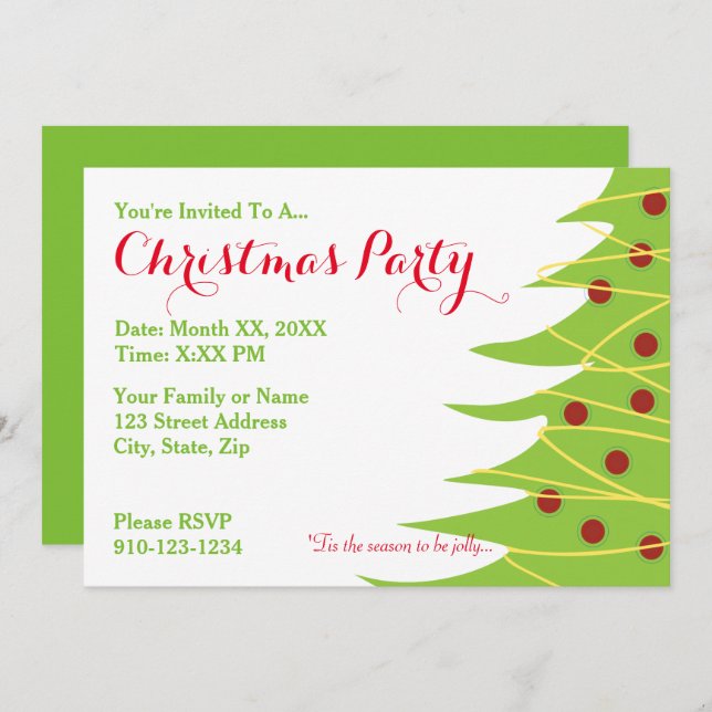 Create Your Own Christmas Party Invitation (Front/Back)