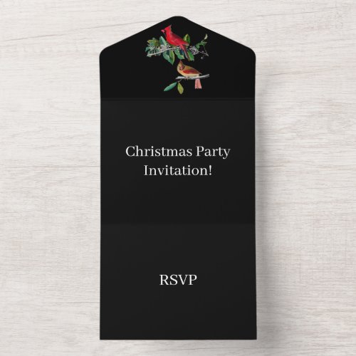 Create Your Own Christmas Party RSVP Black All In One Invitation