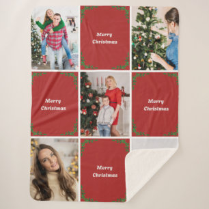 Create Your Own Christmas Photo Collage Sherpa Blanket