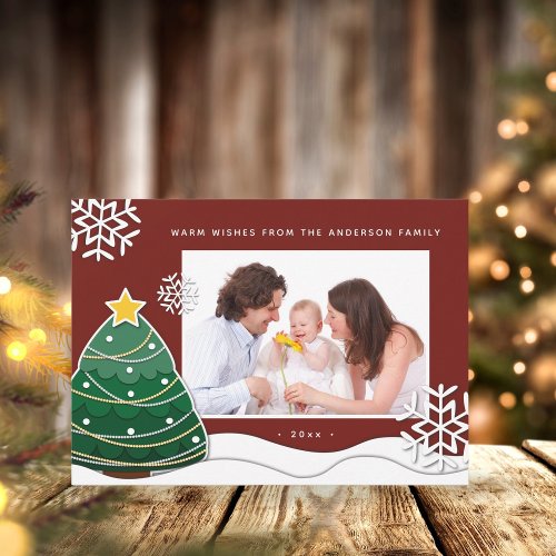 Create Your Own Christmas Snowflakes Family Photo Holiday Card