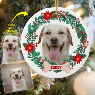 Create Your Own Christmas Wreath with Pet Photo Ceramic Ornament