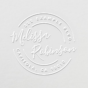 Create Your Own Circle Return Address Script Name Embosser