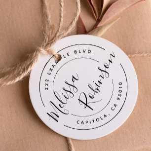 Create Your Own Circle Return Address Script Name Self-inking Stamp