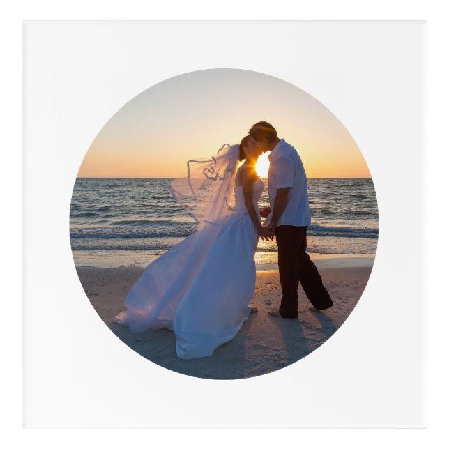 Create Your Own Circle Shape Wedding Photo Acrylic Print (Front)
