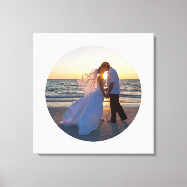 Create Your Own Circle Shape Wedding Photo Canvas Print (Front)