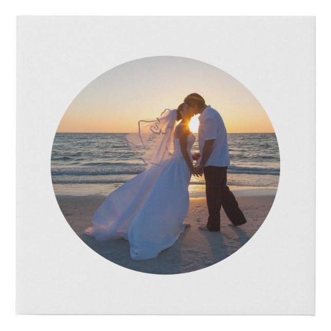 Create Your Own Circle Shape Wedding Photo Faux Canvas Print (Front)