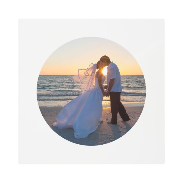 Create Your Own Circle Shape Wedding Photo Metal Print (Front)