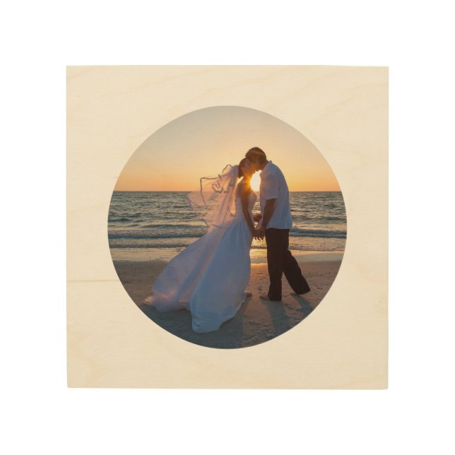 Create Your Own Circle Shape Wedding Photo Wood Wall Art (Front)