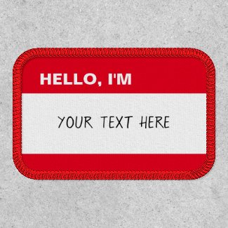 Create Your Own Classic Name Tag Red and White Patch