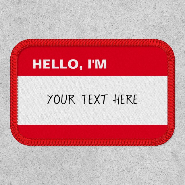 Create Your Own Classic Name Tag Red and White Patch (Front)