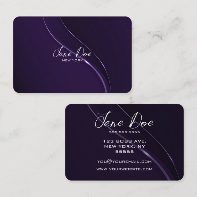 Create Your Own Classic Purple Ribbons Business Card (Front/Back)
