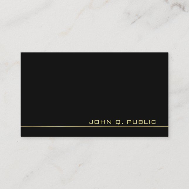 Create Your Own Classy Black White Gold Luxury Business Card (Front)