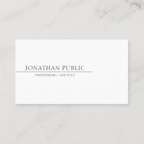 Create Your Own Clean Stylish Design White Plain Business Card