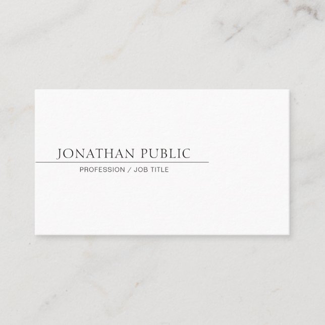 Create Your Own Clean Stylish Design White Plain Business Card (Front)