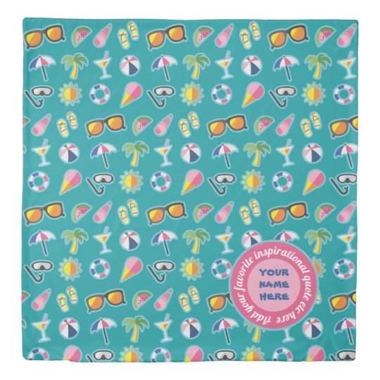 Create Your Own Coastal Pattern Monogram Teal Duvet