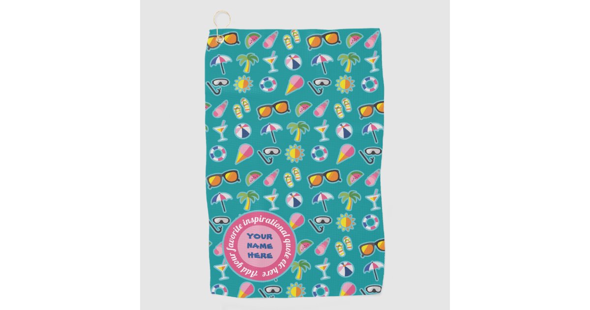Create Your Own Coastal Pattern Monogram Teal Golf Towel Zazzle