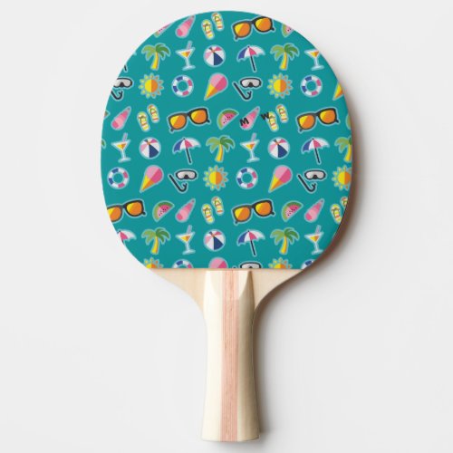 Create Your Own Coastal Pattern Monogram Teal Ping Pong Paddle