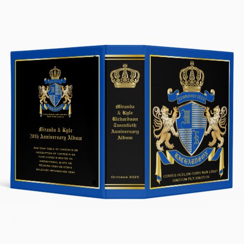 Create Your Own Coat of Arms Blue Gold Lion Emblem 3 Ring Binder