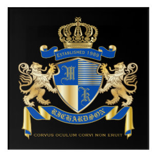 Create Your Own Coat of Arms Blue Gold Lion Emblem Acrylic Print
