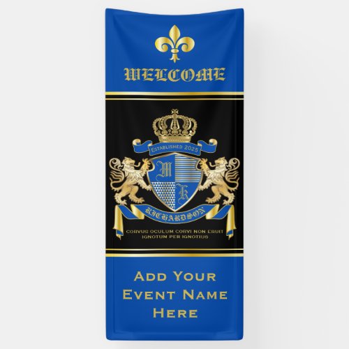 Create Your Own Coat of Arms Blue Gold Lion Emblem Banner