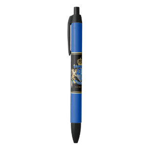 Create Your Own Coat of Arms Blue Gold Lion Emblem Blue Ink Pen