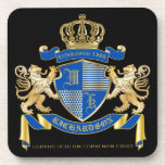 Create Your Own Coat Of Arms Blue Gold Lion Emblem Drink Coaster at Zazzle