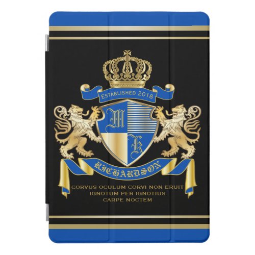 Create Your Own Coat of Arms Blue Gold Lion Emblem iPad Pro Cover
