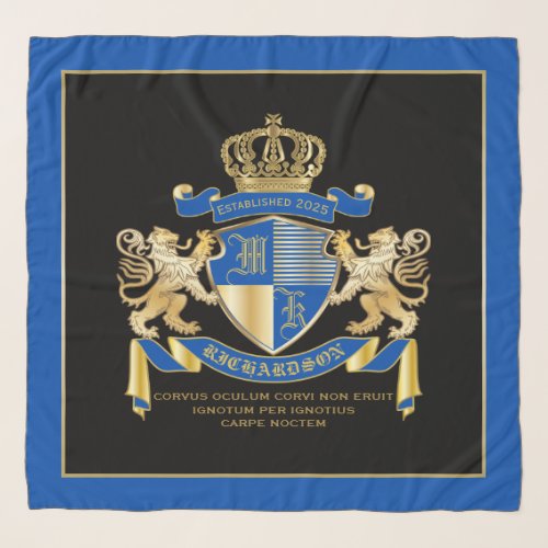 Create Your Own Coat of Arms Blue Gold Lion Emblem Scarf